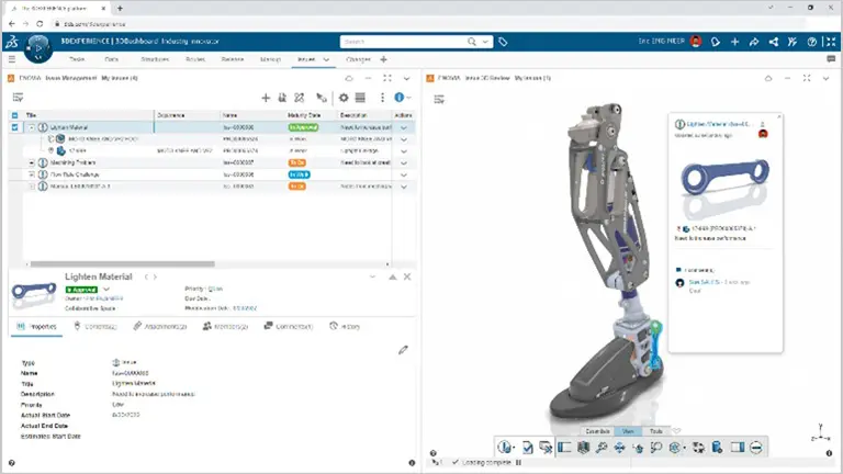 Image of a web browser being used to view CAD data via the SOLIDWORKS Cloud Services